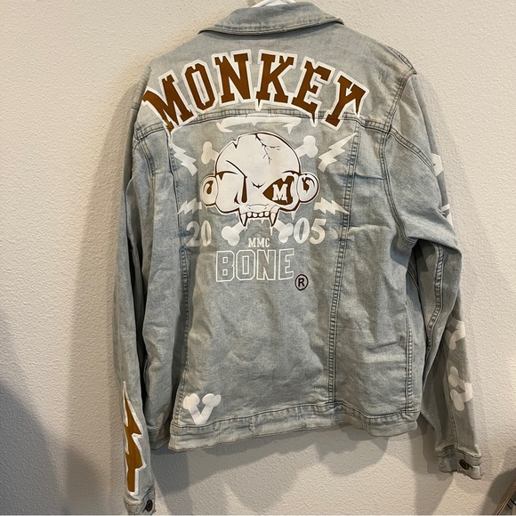 Monkey Money light wash denim jacket with large back graphic size 2XL - Picture 7 of 12
